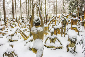 Patsaspuisto (Mystical forest) with 500 sculptures. KOITSANLAHTI, PARIKKALA, FINLAND