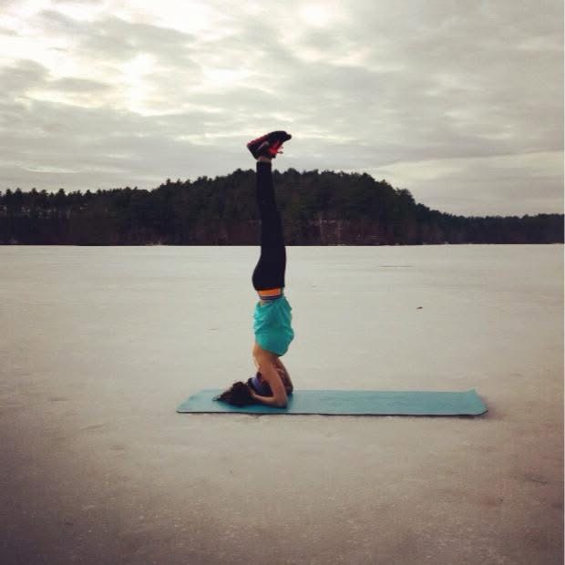 photo of samela on frozen lake cochituate