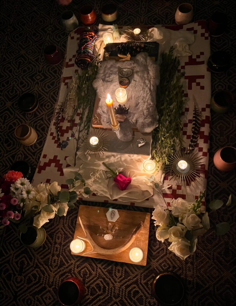 photo of a cacao ceremony alter